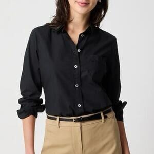 J.Crew Factory Button Up Cotton Poplin Shirt Signature Fit Black Size XL NWT